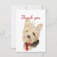 Thank You Cute Watercolor Yorkie Yorkshire Terrier