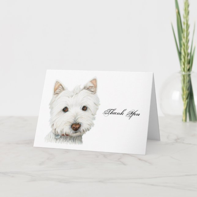 Thank you, cute Westie dog greeting card (Front)