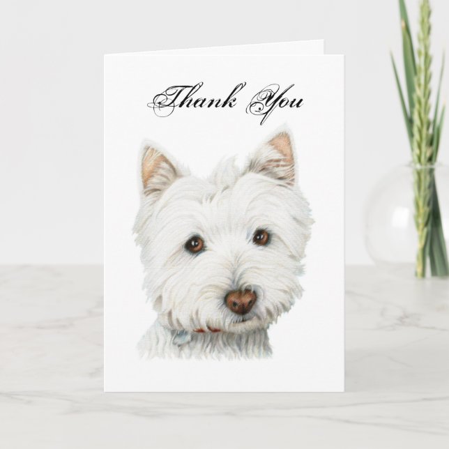 Thank you, cute Westie dog greeting card (Front)