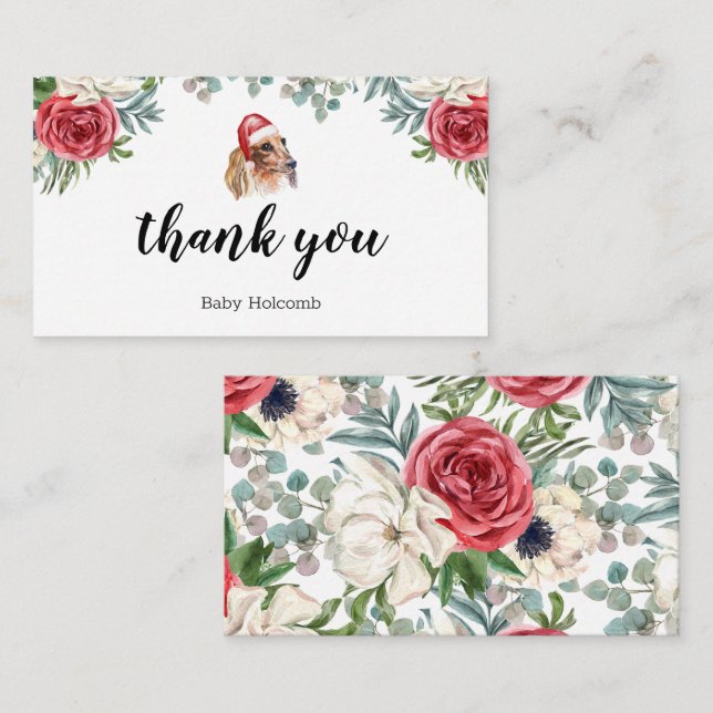 Thank you Dachshund Watercolor Festive Enclosure Card (Front/Back)