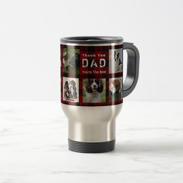 Thank You DAD 9 x Photo Collage Mug Buffalo Plaid (Front Right)