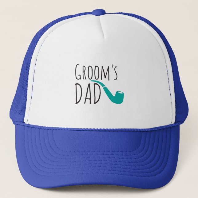 Thank You Dad Father of the Groom Fun Modern Pipe Trucker Hat (Front)