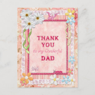 Thank you Dad, flowers and butterflies craft card