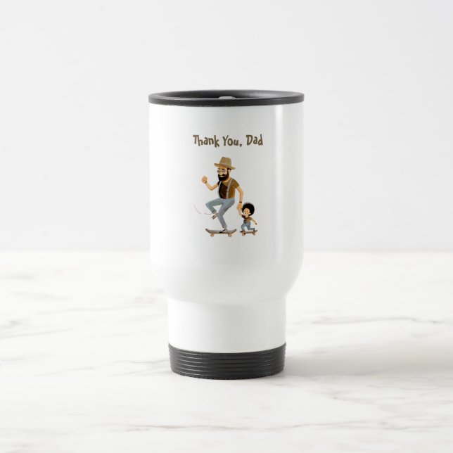 Thank You Dad – Funny Skating Cartoon Travel Mug (Center)