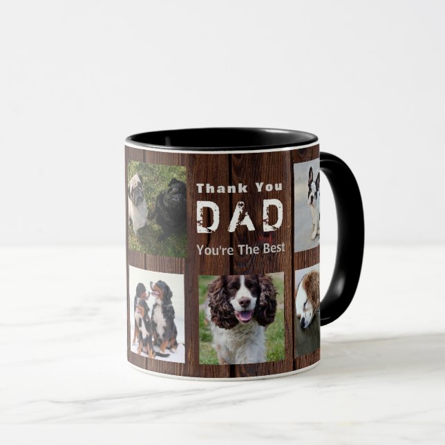 Thank You DAD Photo Collage Mug Rustic (Front Right)
