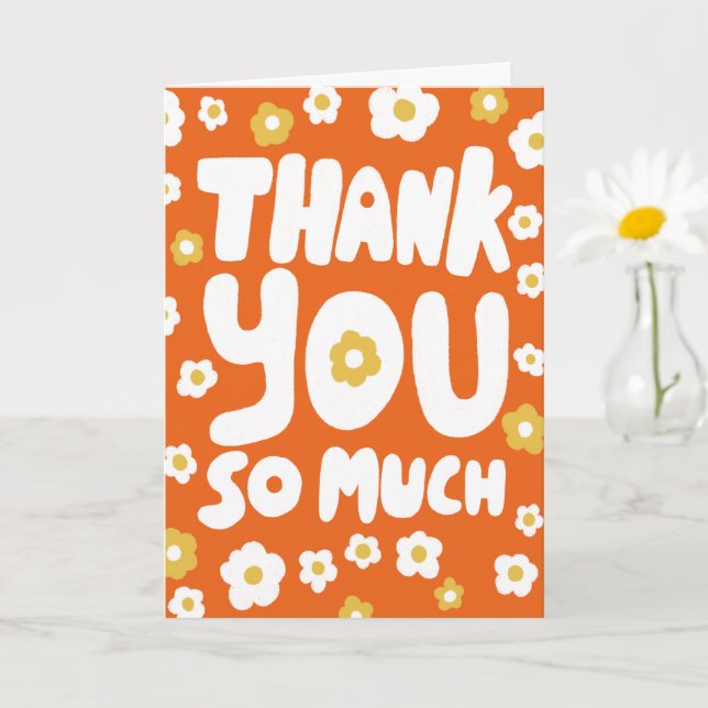 THANK YOU Daisies Colourful Curvy Bubble Letters  Card (Small Plant)