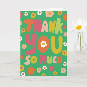 THANK YOU Daisies Colourful Curvy Bubble Letters Card