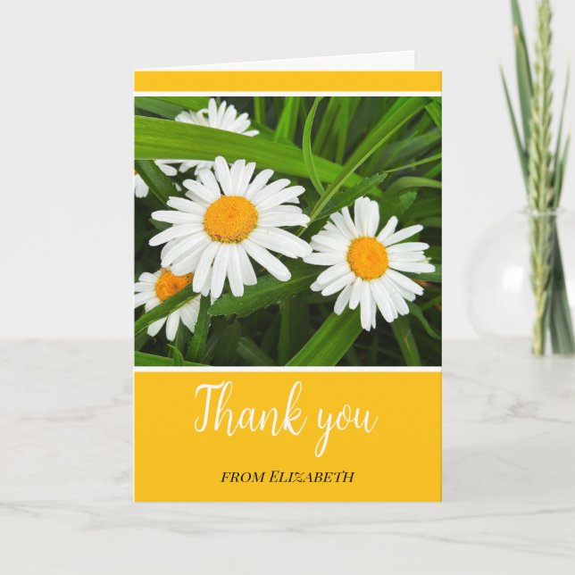 Thank You Daisies on Yellow Custom Card   (Front)