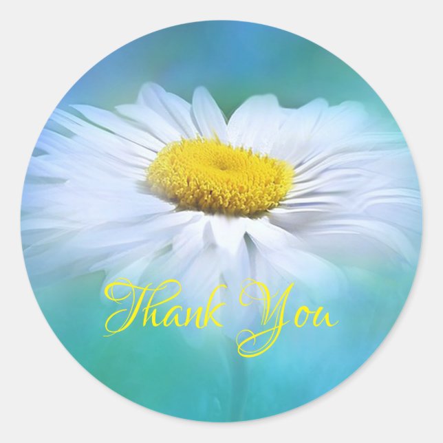 Thank You Daisy Classic Round Sticker (Front)