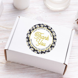 Thank you Daisy Floral Business Classic Round Sticker