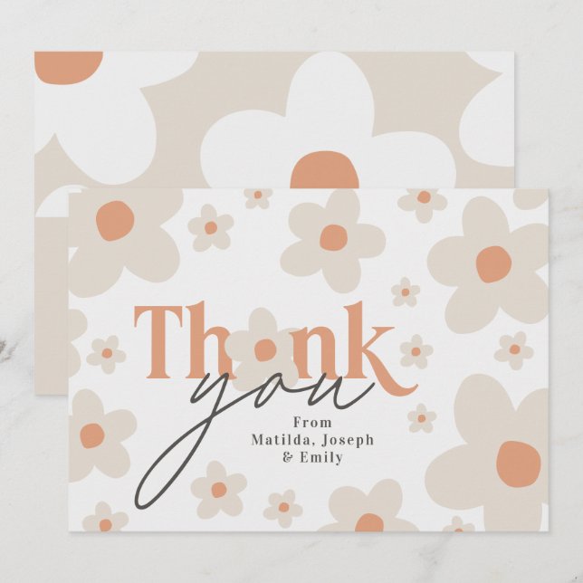 Thank you daisy terracotta natural birthday invitation (Front/Back)