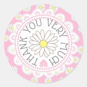 Thank You Daisy Themed Stickers