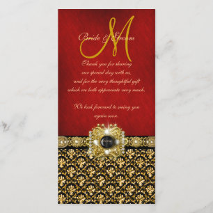 "Thank you" damask black red gold Thank You Card