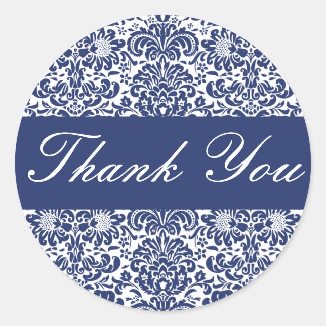 Thank You Damask Envelope Sticker Seal (Front)