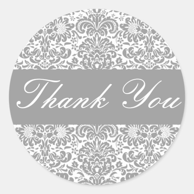 Thank You Damask Envelope Sticker Seal (Front)