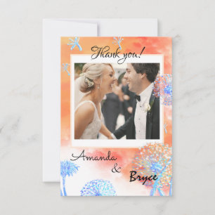 Thank you Dandelion and watercolor clouds Card
