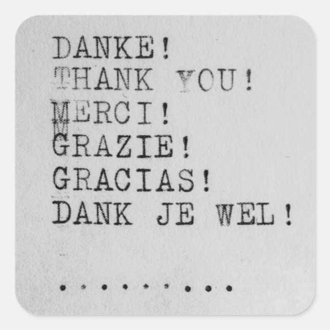 Thank you, Danke, Grazie, Gracias Square Sticker (Front)