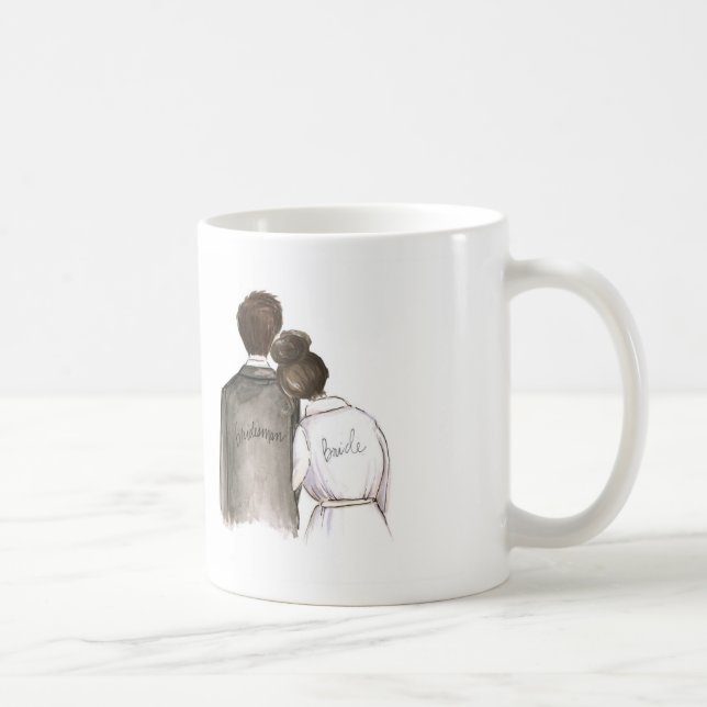 Thank You Dark Br Bun Bride Dark Br Man Coffee Mug (Right)