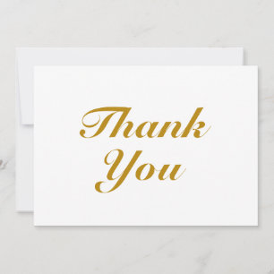 Thank You dark gold white elegant script note card