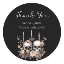 Thank You  Dark Gothic Wedding favour Sticker