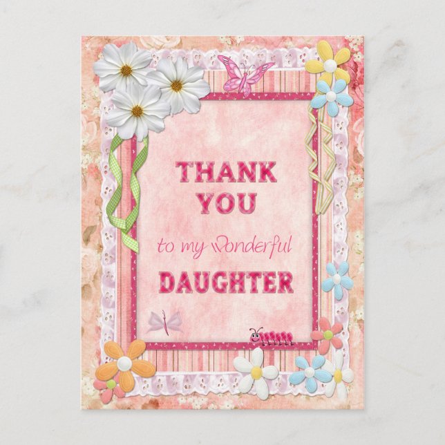 Thank you daughter, flowers craft card (Front)