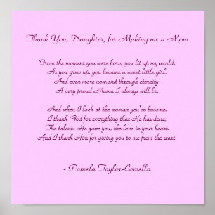 Thank You, Daughter, for Making me a Mom, From ... Poster