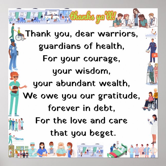 Thank you, dear hospital staff poster (Front)