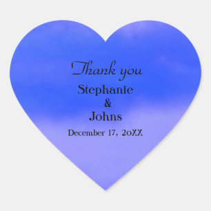 Thank You Deep Blue Cloud Abstract Art Wedding Heart Sticker