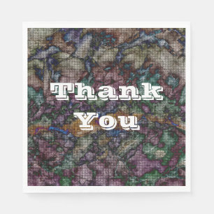 Thank You Deep Colour Tie-dye Tiled Appreciation Napkin