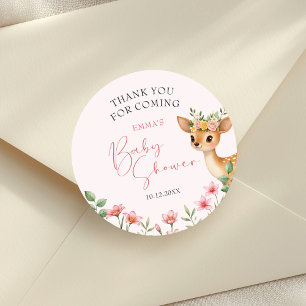 Thank You Deer Floral Baby Shower Classic Round Sticker