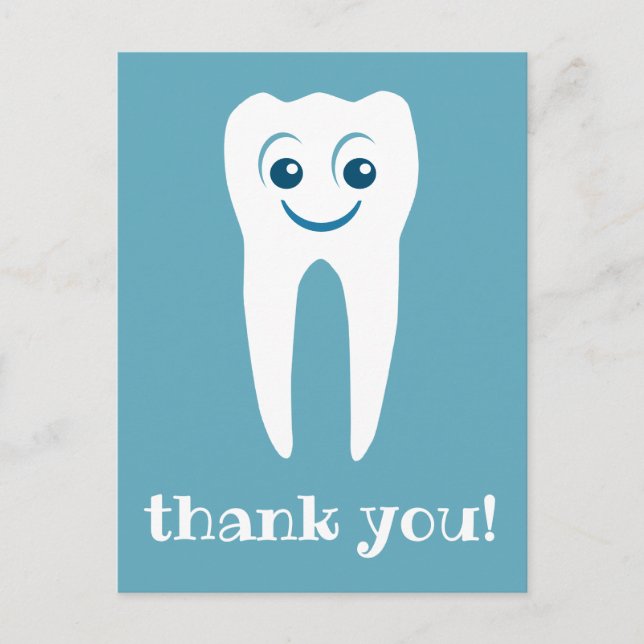 thank you dentist smiling tooth postcard (Front)