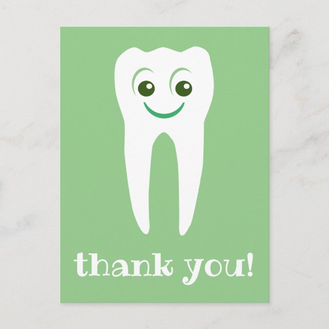 thank you dentist smiling tooth postcard (Front)