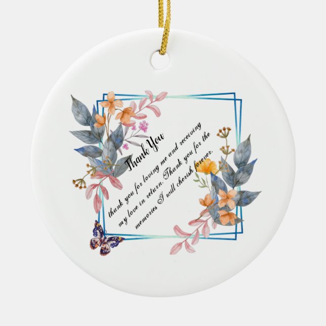 Thank You Design     Ceramic Tree Decoration (Front)