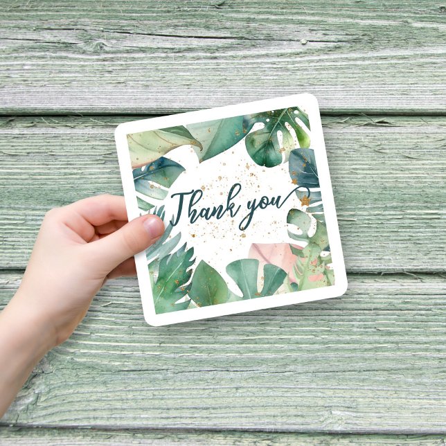 Thank you design with tropical leaves gold glitter (Creator Uploaded)