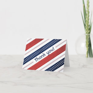 Thank You - Diagonal Stars & Stripes Pattern Card