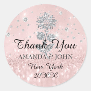 Thank You Diamond  Name Wedding Bridal Sweet16th Classic Round Sticker