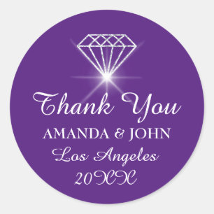 Thank You Diamond Name Wedding Bridal Sweet16th Classic Round Sticker