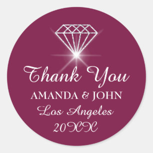 Thank You Diamond Name Wedding Bridal Sweet16th Classic Round Sticker