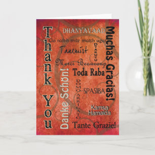 THANK YOU - DIFFERENT LANGUAGES - ORANGE CARD