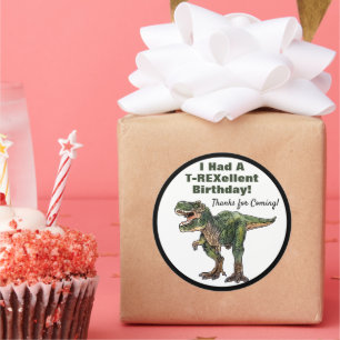 Thank you Dino T-Rex Dinosaur Birthday Classic Round Sticker