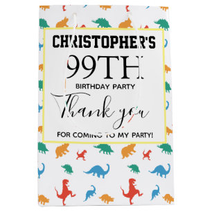 Thank you Dinosaur 1st Birthday Colourful Jurassic Medium Gift Bag
