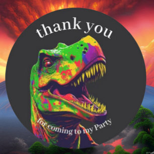 Thank You Dinosaur Birthday Party  Classic Round Sticker