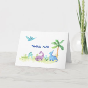 Thank You Dinosaur Cute Watercolor Baby Shower Card