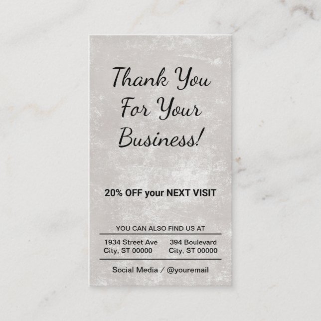 Thank You Discount  Business Card (Front)
