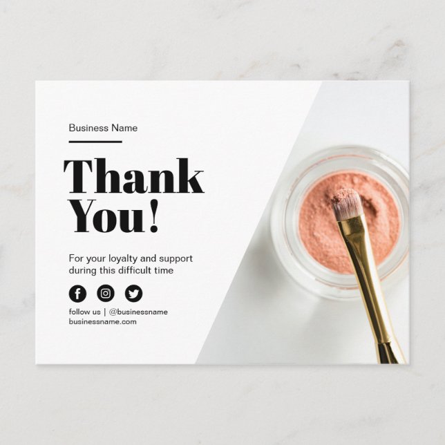Thank You Discount Customer Loyalty Makeup Artist Announcement Postcard (Front)