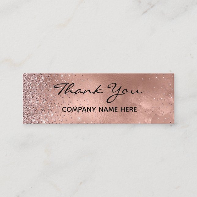 Thank You Discount Rose Gold Business Mini Business Card (Front)