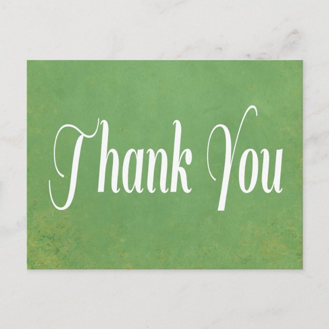 Thank You Distressed Green Wedding Postcard (Front)