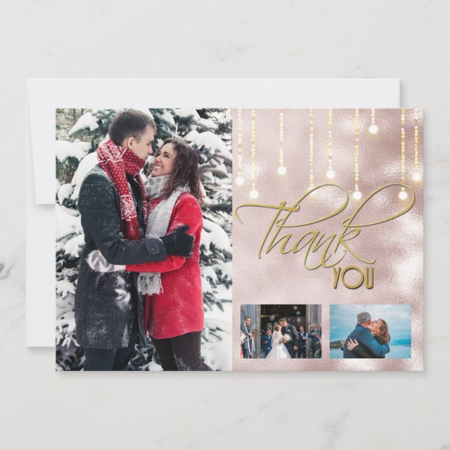 Thank you DIY 3 photo rose gold string lights (Front)