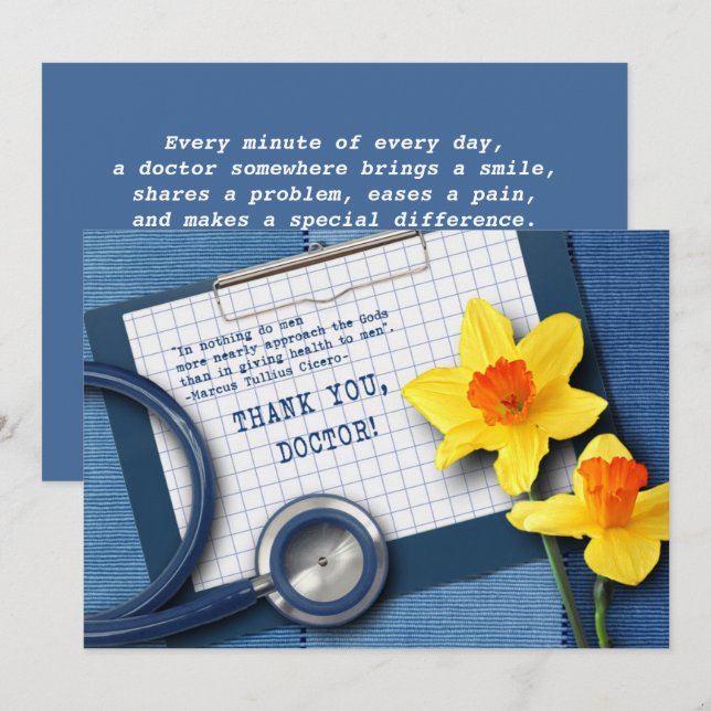 Thank You, Doctor. Doctors' Day Greeting Cards (Front/Back)