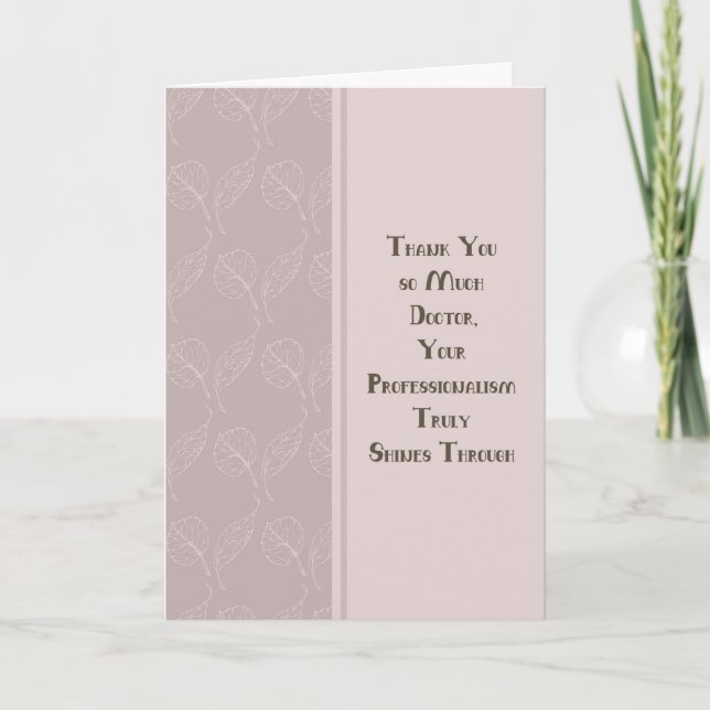 Thank You Doctor for Care of Virus Patient Card (Front)